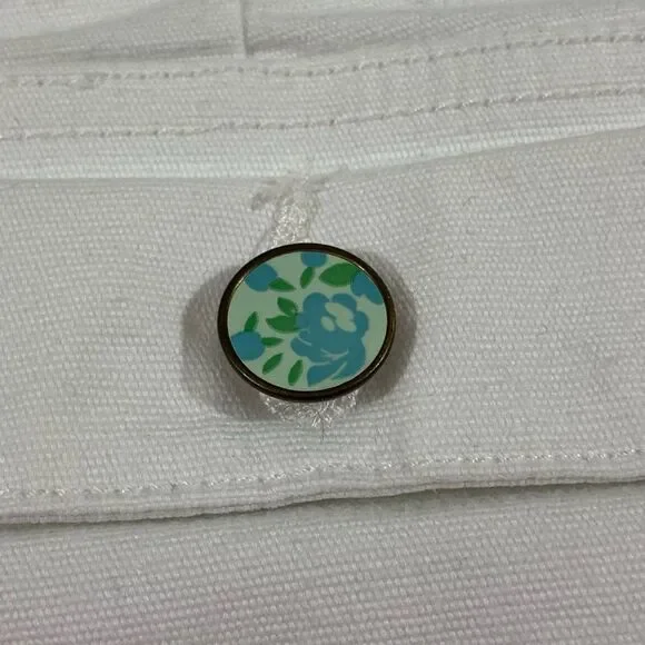 Y2K American Eagle Bermuda Shorts Womens 8 White Canvas Cut Off Button Fly - Picture 4 of 9